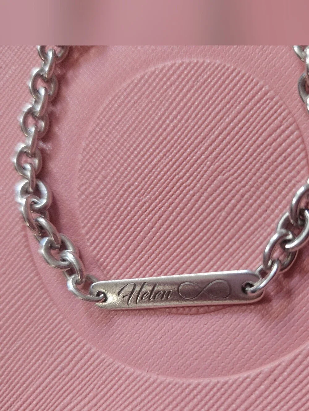 Pandora Sterling Silver Bar Chain Bracelet - 'Helen' Engraving Lenght 6.3